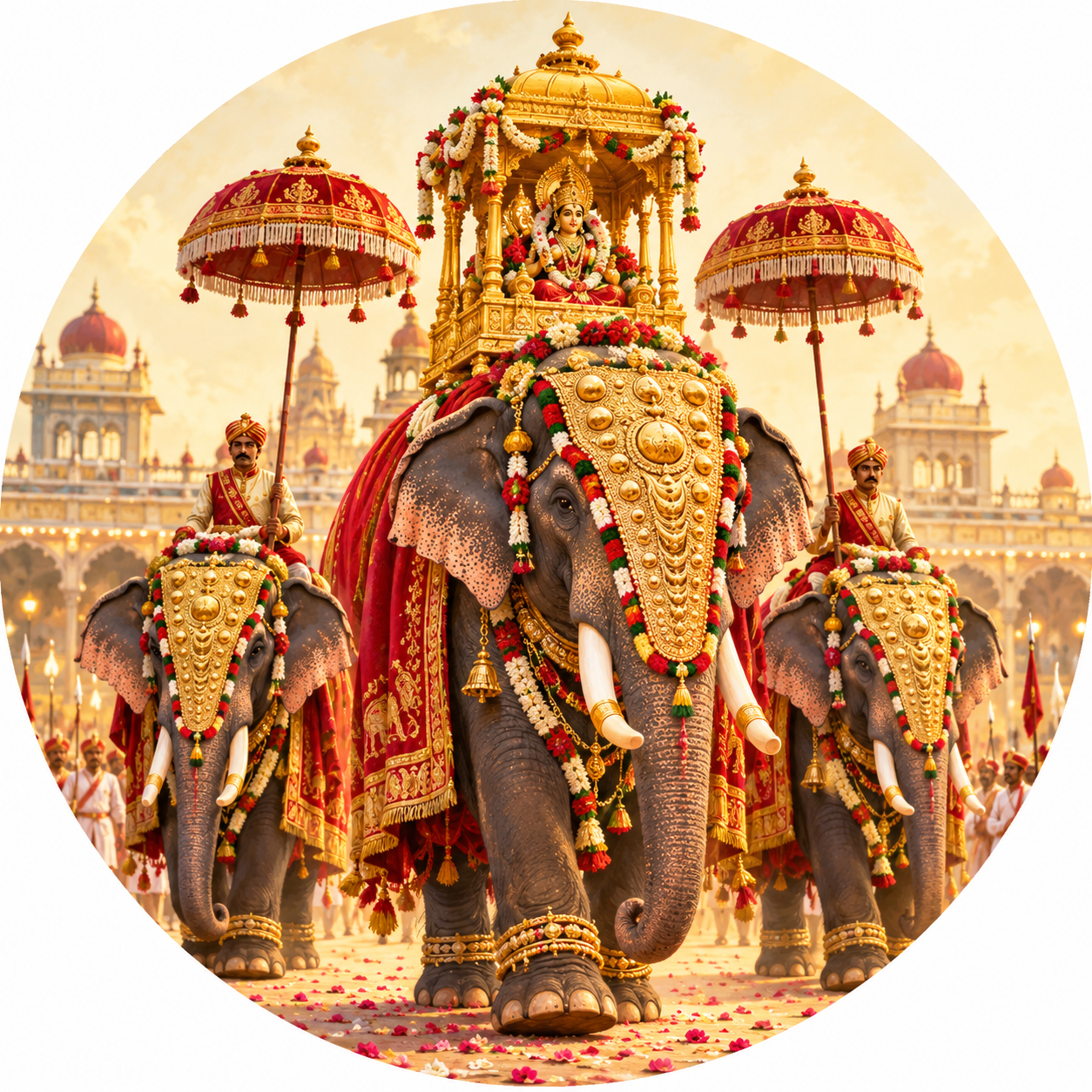 Mysuru Dasara Jambhu Savari elephant procession with the golden howdah